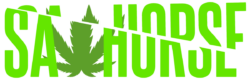 Alternate logo used by Sawhorse Marketing Group to promote cannabis marketing services with stylized leaf design and colours.
